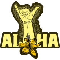 Aloha Shaka Surfer Sign With Flower Sticker