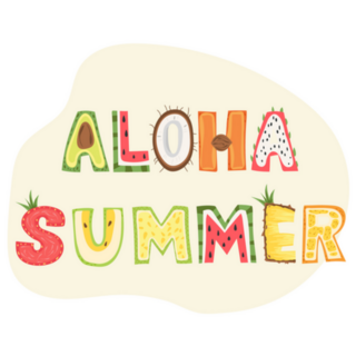 Aloha, Summer - Cute Fruit Lettering Sticker