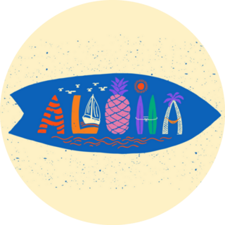 Aloha Surf Lettering Illustration Hawaiian Sticker