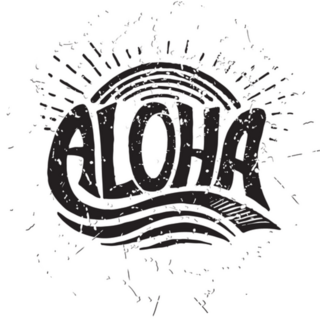 Aloha Surfing Lettering Hawaiian Handmade Sticker