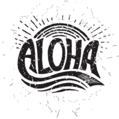Aloha Surfing Lettering Hawaiian Handmade Sticker