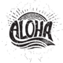 Aloha Surfing Lettering Hawaiian Handmade Sticker