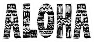 Aloha Surfing Lettering Sticker