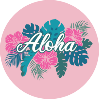 Aloha. Text And Hibiscus Flowers Hawaiian Saying Sticker