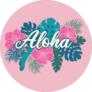 Aloha. Text And Hibiscus Flowers Hawaiian Saying Sticker