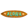 Aloha Wooden Surfboard Sign Sticker