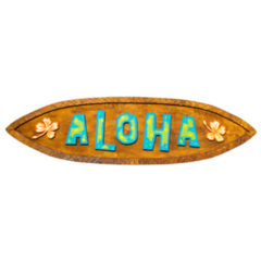Aloha Wooden Surfboard Sign Sticker