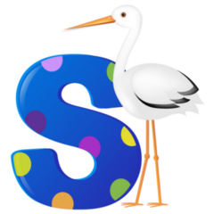 Alphabet With Stork Polka Dot Letter Sticker