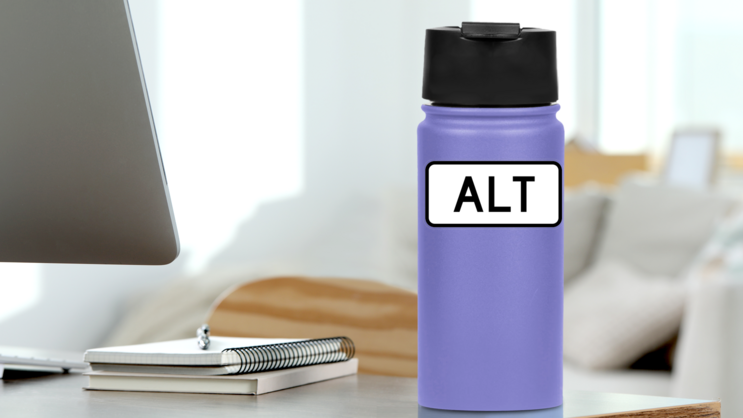 Alt Sticker on a Water Bottle (New) example