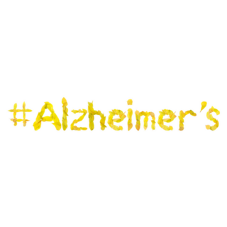 #Alzheimers Small Yellow Leaves Lettering Sticker