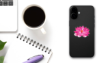 Amazing Pink Lotus Flower Sticker on a Phone (New) example