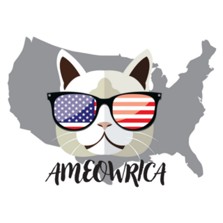Ameowrica Fourth Of July Festive Cat Mascot Sticker