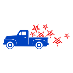 America Retro Pickup Truck Patriotic Stars Sticker