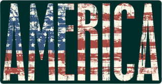 America Text with USA Flag Sticker