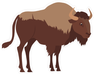 American Bison Cartoon Character Sticker