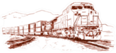 American Cargo Train. Hand Drawn Sketch Sticker
