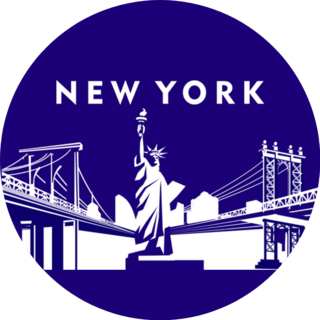 American City New York, Statue Of Liberty On Blue Sticker