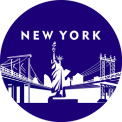 American City New York, Statue Of Liberty On Blue Sticker