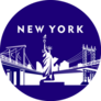 American City New York, Statue Of Liberty On Blue Sticker