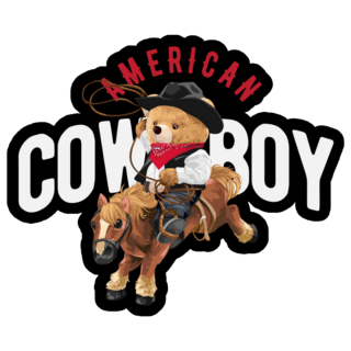 American Cowboy Teddy Bear Sticker