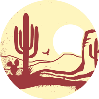 American Desert With Cactuses And Sun Arizona Sticker