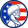 American Female Nurse Hero Retro Sticker