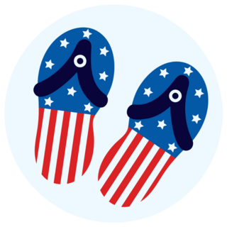 American Flag Flip Flops Cartoon Sticker