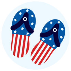 American Flag Flip Flops Cartoon Sticker