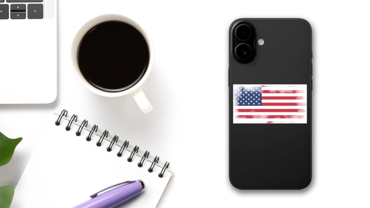 American Flag Halftone Sticker on a Phone (New) example