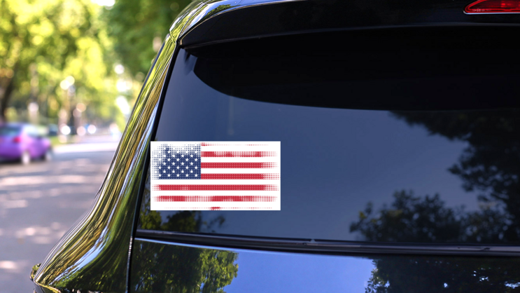 American Flag Halftone Sticker on a Rear Car Window (New) example