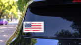 American Flag Halftone Sticker on a Rear Car Window (New) example