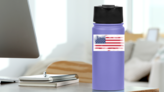 American Flag Halftone Sticker on a Water Bottle (New) example