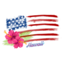 American Flag, Hawaii Pink Hibiscus Flowers Sticker
