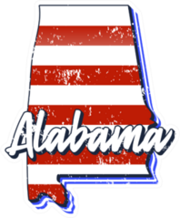 American Flag In Alabama State Map Illustration Sticker