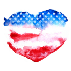 American Flag In Heart Shape Watercolor 4th Of July Sticker
