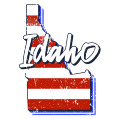American Flag In Idaho State Map Lettering Sticker