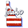 American Flag In Idaho State Map Lettering Sticker