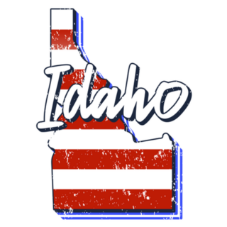 American Flag In Idaho State Map Lettering Sticker