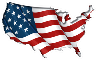 American Flag In USA Map Sticker