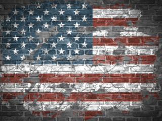 American Flag On Brick Wall Sticker