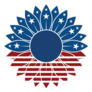 American Flag Sunflower Fourth Of July Sticker