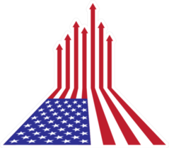 American Flag with Red Arrows Pointing Upwards Sticker