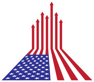 American Flag with Red Arrows Pointing Upwards Sticker