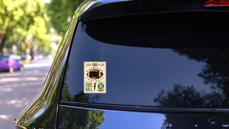 American Football Typographical Vintage Sticker on a Rear Car Window (New) example