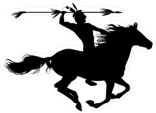 American Indian Throwing Spear on Horse Sticker