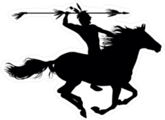 American Indian Throwing Spear on Horse Sticker