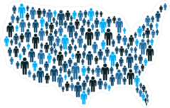 American People On USA Map Sticker