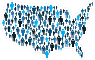 American People On USA Map Sticker