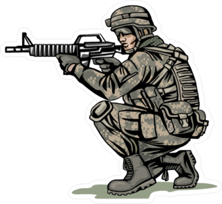 American Soldier Crouching Sticker