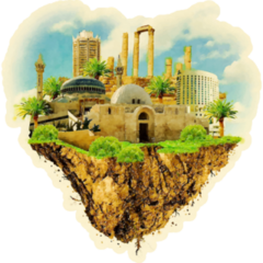 Amman City Jordan On Floating Land Sticker